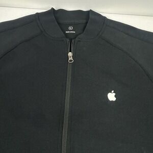 Apple Jacket Men's Large Black with White Embroidered Logo Full Zip  69% Cotton